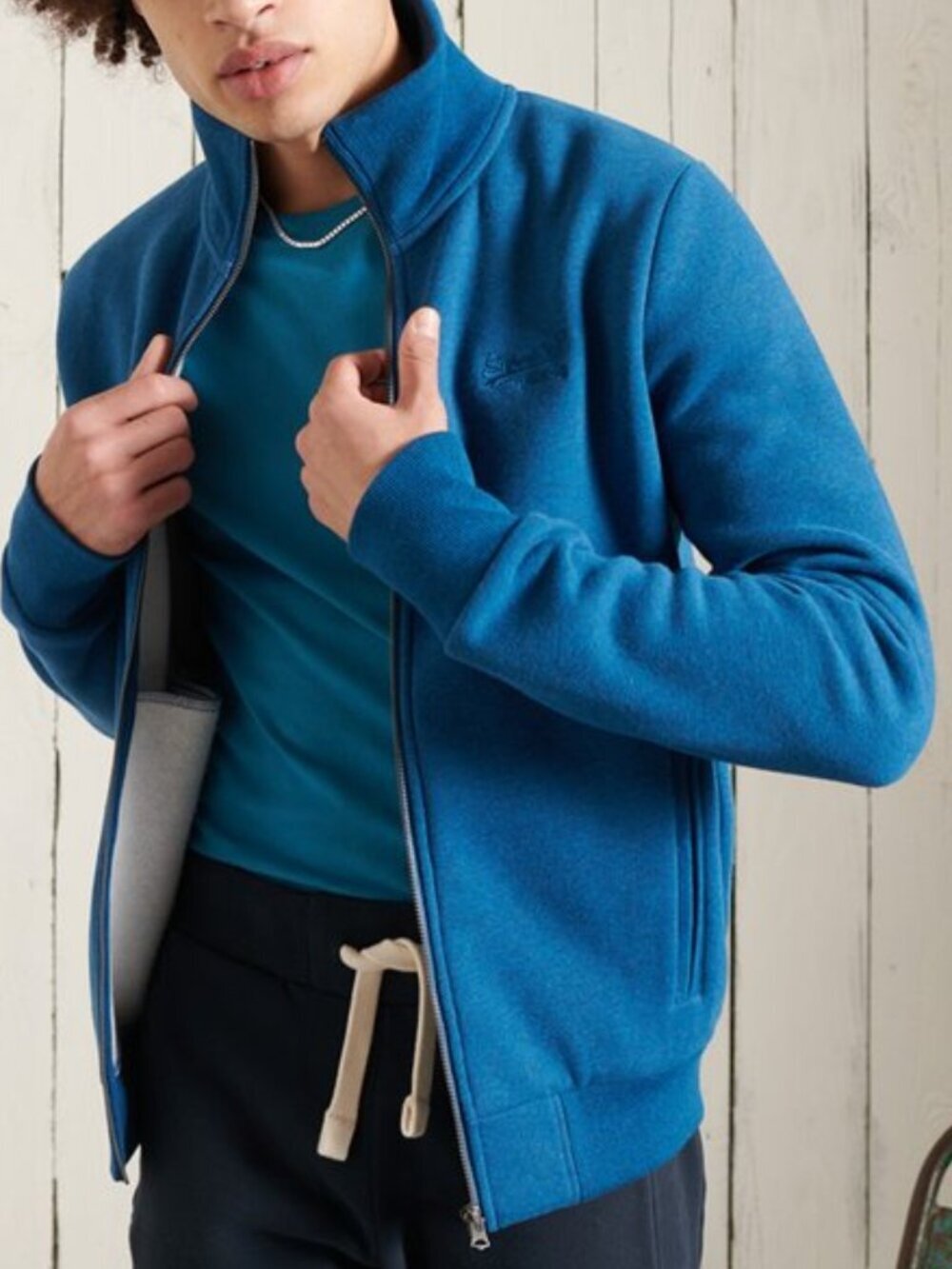 Superdry Orange Label Classic Track Full Zip Up Blue Sweater